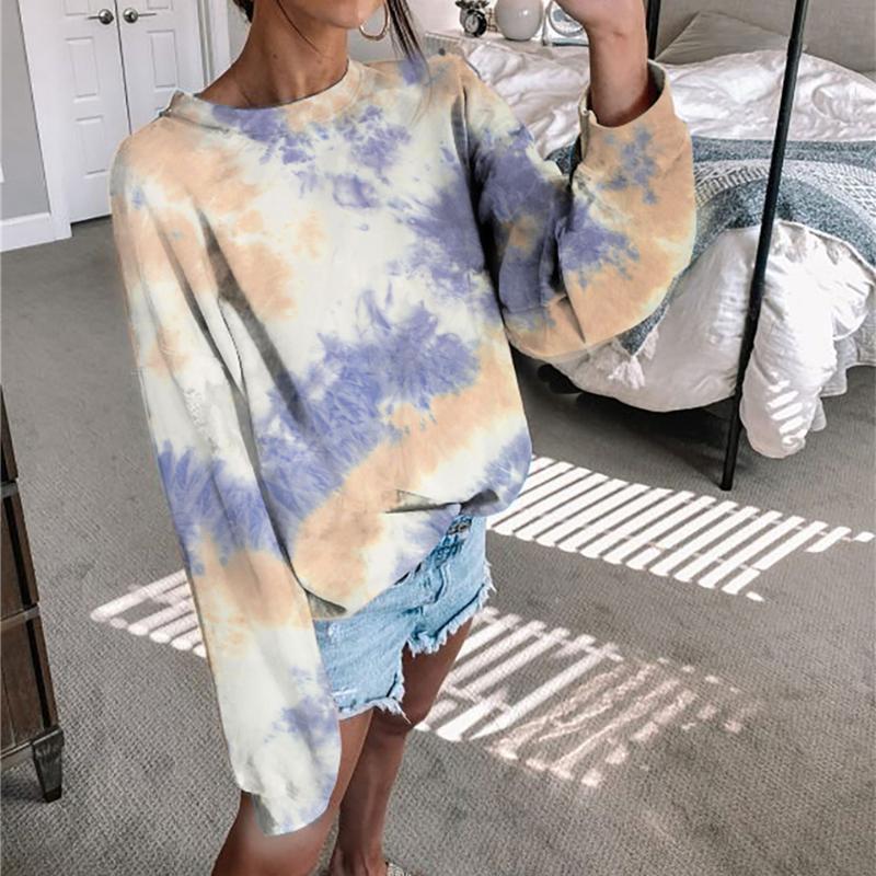 

Full Sleeve Gym Top Girl Outdoor Sportswear Breathable Sweater Large Size Female Yoga Top S-XXL Women Tie Dye Sports Shirts