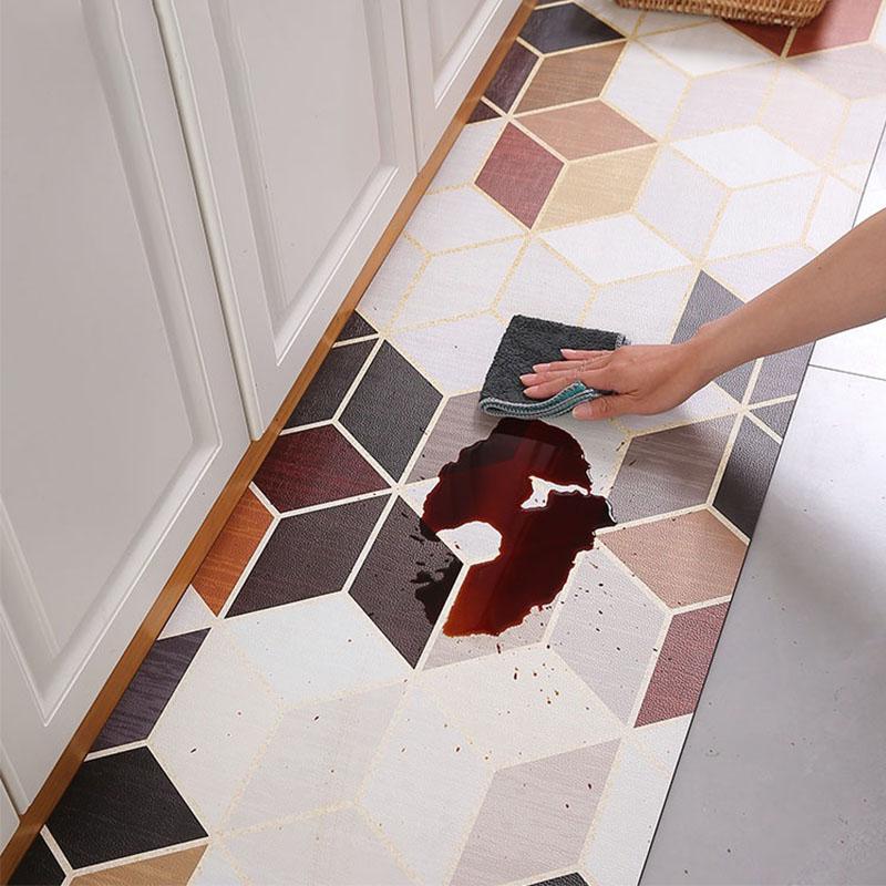 

Waterproof Kitchen Carpets PVC Leather PU Kitchen Mats Oil-proof Anti-skid Bathroom Rug Door Mat Bedroom Carpet Tatami