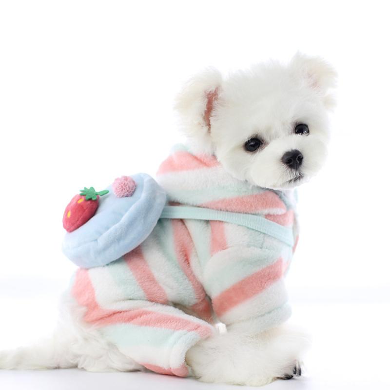 

2020 Winter Dog Clothing Cute Strawberry Dog Jumpsuit Pomeranian Yorkshire Terrier Costume Puppy Poodle Schnauzer Pet Clothes, Pink