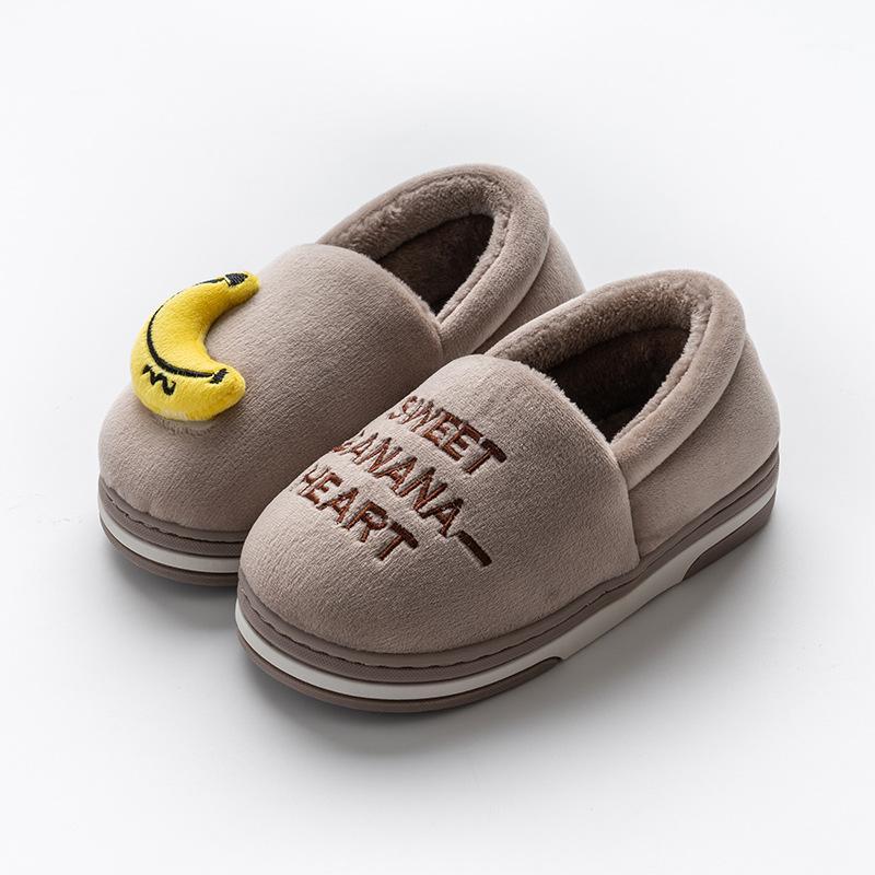 

Kids Indoor Slippers Baby Boys Girls Letters Fruit Print Home Non-Slip Cute Warming Shoes Winter1, Gray