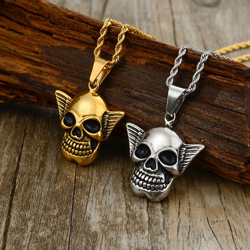 

Valily Stainless Steel Skull Pendant For Man Punk Jewelry Angel Pendant Necklace Jewelry wholesale