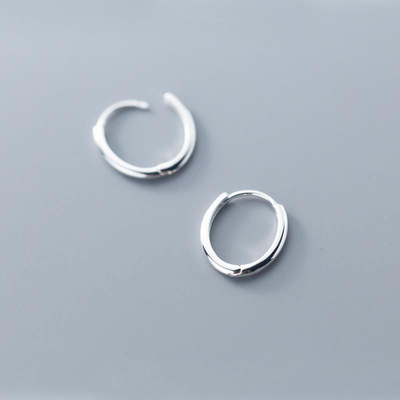 

Hoop & Huggie 925 Sterling Silver Color Korean Fashion Minimalist Round Earrings For Women Lady Daughter Jewelry Gift