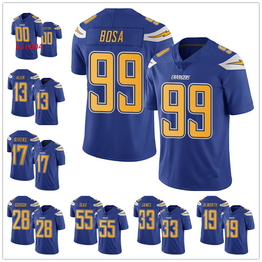 

Los Angeles Chargers MEN WOMEN YOUTH Melvin Gordon Philip Rivers Limited Jersey Football Electric Blue Rush Vapor Untouchable, Black;red