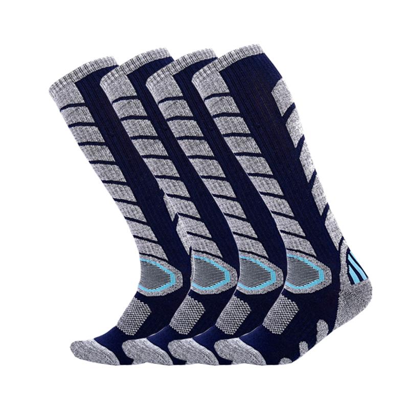 

2 pairs Skiing Socks Men Outdoor Hiking Running Sports Sock Cotton Towel Bottom Long Tube Snowboarding Ski-Socks, Dark grey l