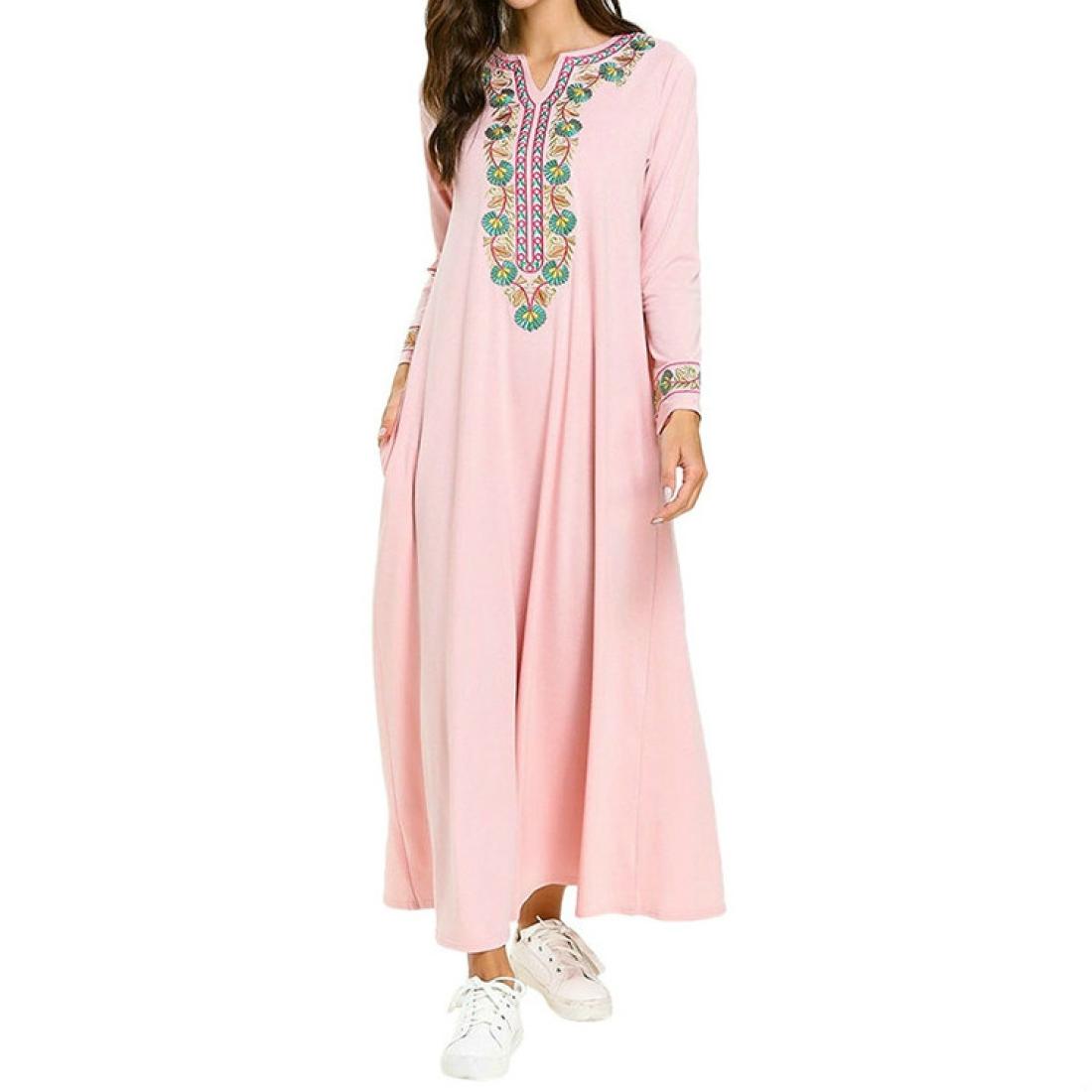 

2 PCS Long Sleeve Flowers Print Loose Dress SizeXL