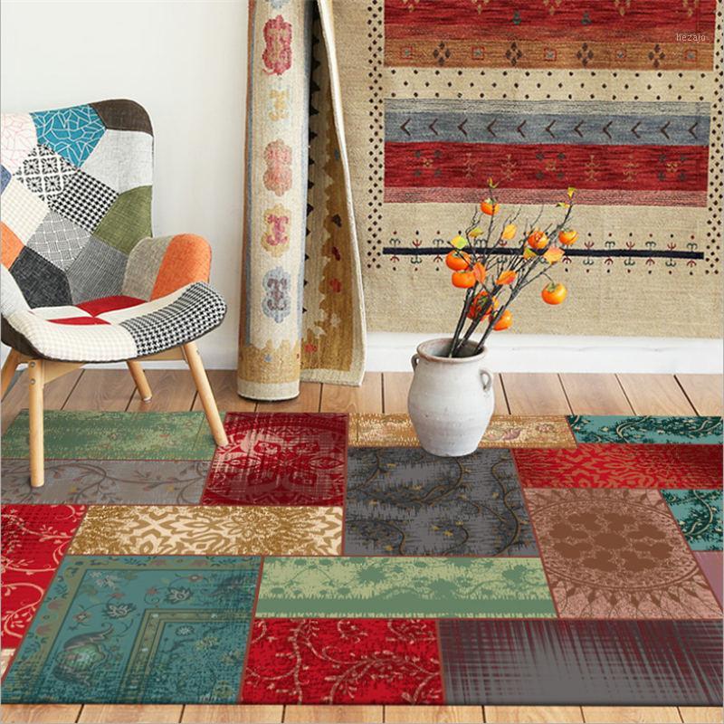 

Area Rug for Living Room Retro Colorful Ethnic Style Geometric Pattern Non-slip Carpet Living Room Table Accessories Hand Wash1