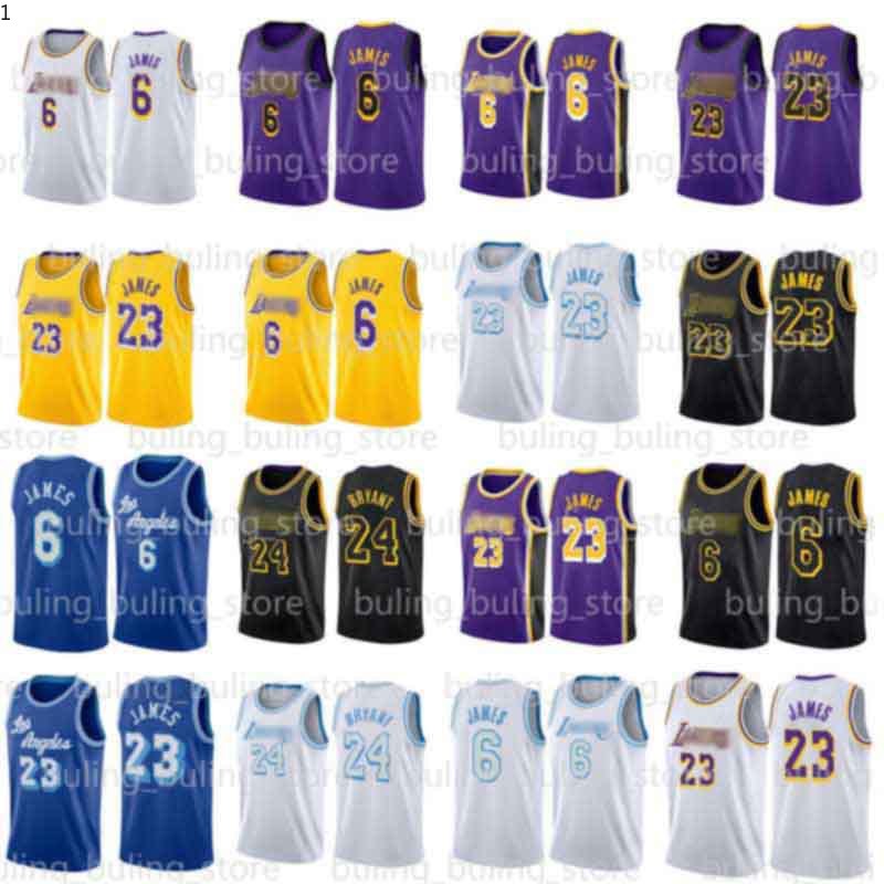 

6 James 23 LeBron Jersey 2020 2021 New Los Angeles Lakers Kobe 8 24 BRYANT Basketball Jerseys black Mamba 01, Black;red