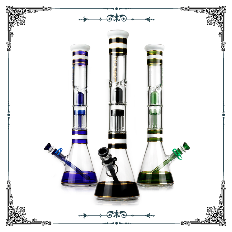 

phoenix Glass Beaker Bong Dab Rig 8 arms perc water bong Oil Rig Water Pipes 7mm thick heavy glass Bongs 18 inches Smoking pipes Recycler