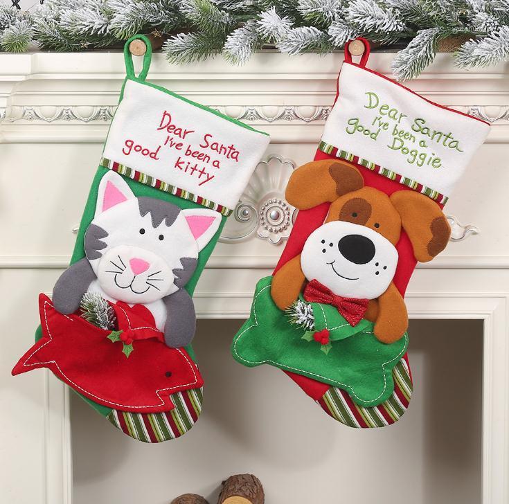 

Christmas Decorations Pet Envelope Stocking Decoration Dog Cat Socks Home Halloween Gifts SN22431