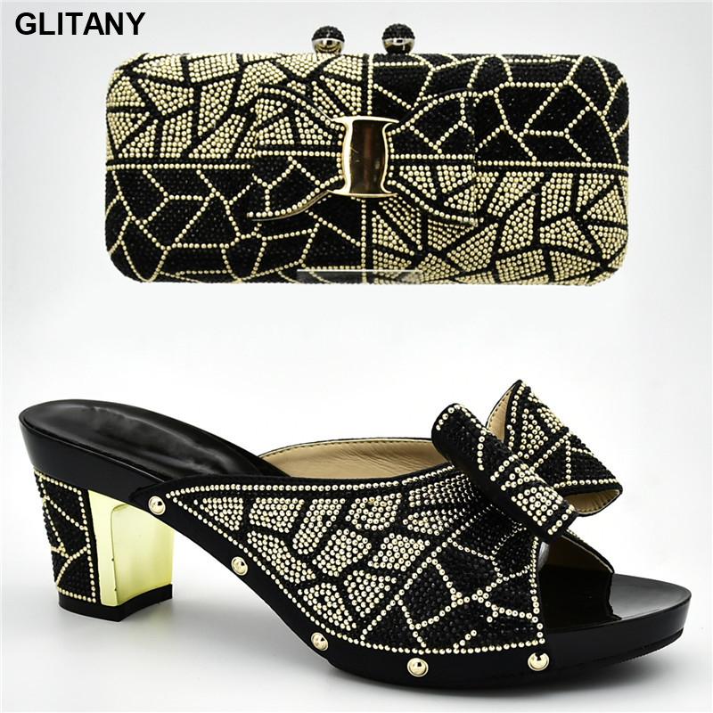 

Italian Shoe and Bag Set for Party In Women Nigerian Women Wedding Shoes and Bag Set Decorated with Rhinestone High Heels, Silver only shoes