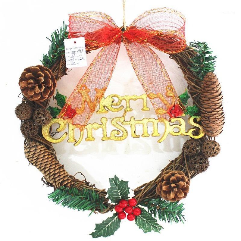 

30CM Christmas Tree Garland Pendant Christmas Wreath Rattan Ornaments Festival Party Xmas Tree Hanging Decorating Dropshipping1