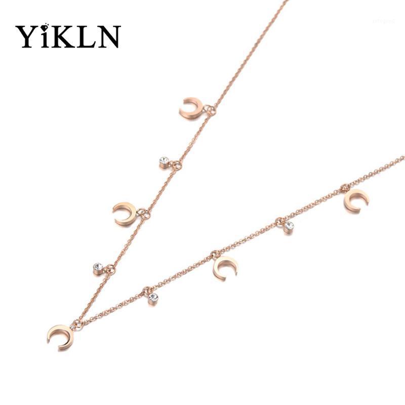 

Chokers YiKLN Office Stainless Steel CZ Crystal Horn Shape Choker Necklace Jewelry Fashion Pendant Chain For Women YN191221