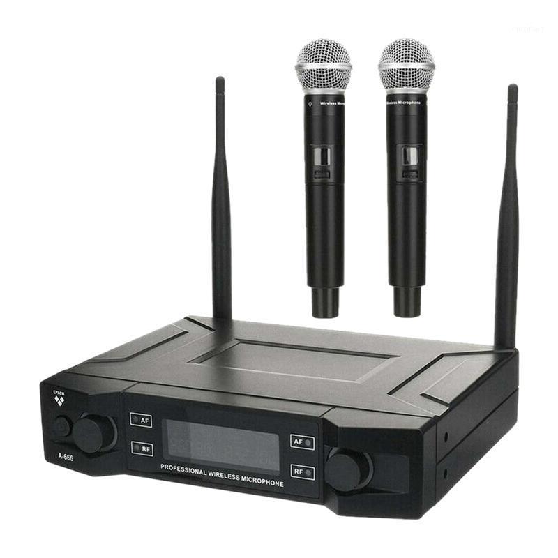 

Wireless Dual Handheld Microphone 2 Channel VHF Mic KTV System Karaoke EU Plug1
