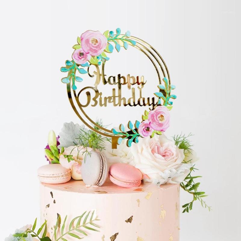 

Happy Birthday Cake Topper Euramerican Acrylic Colorful Cake Decor Letter Cupcake Toppers Women Girl Happy Birthday Party Decor1
