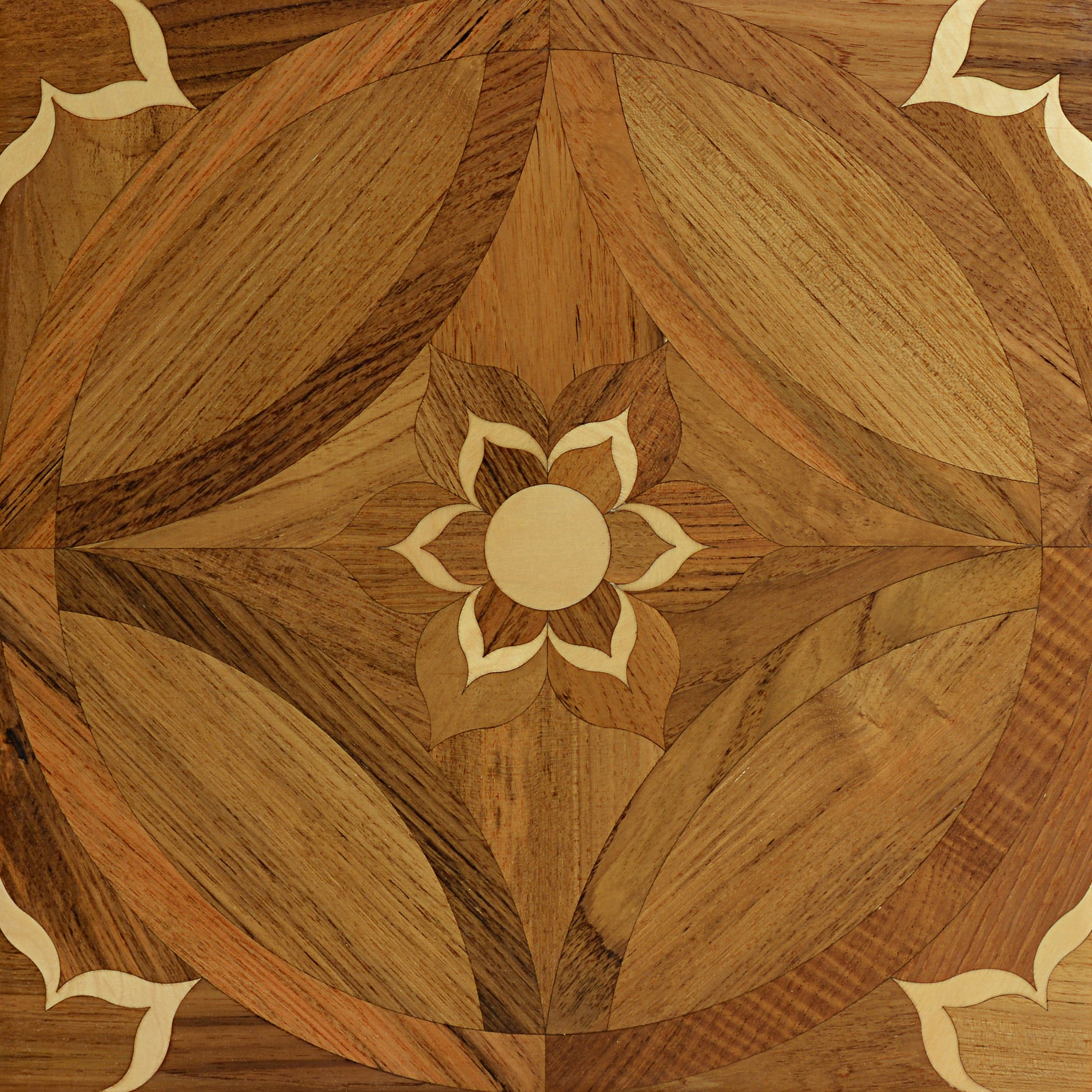 Burma teak yellow finished wood flooring medallion inlay border flower mosaics household deco furniture interior house decor staff hold supplies-image-405034562