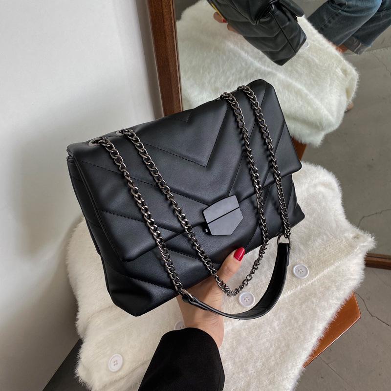 

Female Bags Women Bag Shoulder Bag Messenger PU Leather Underarm sac Chain Shopper Bags, Black
