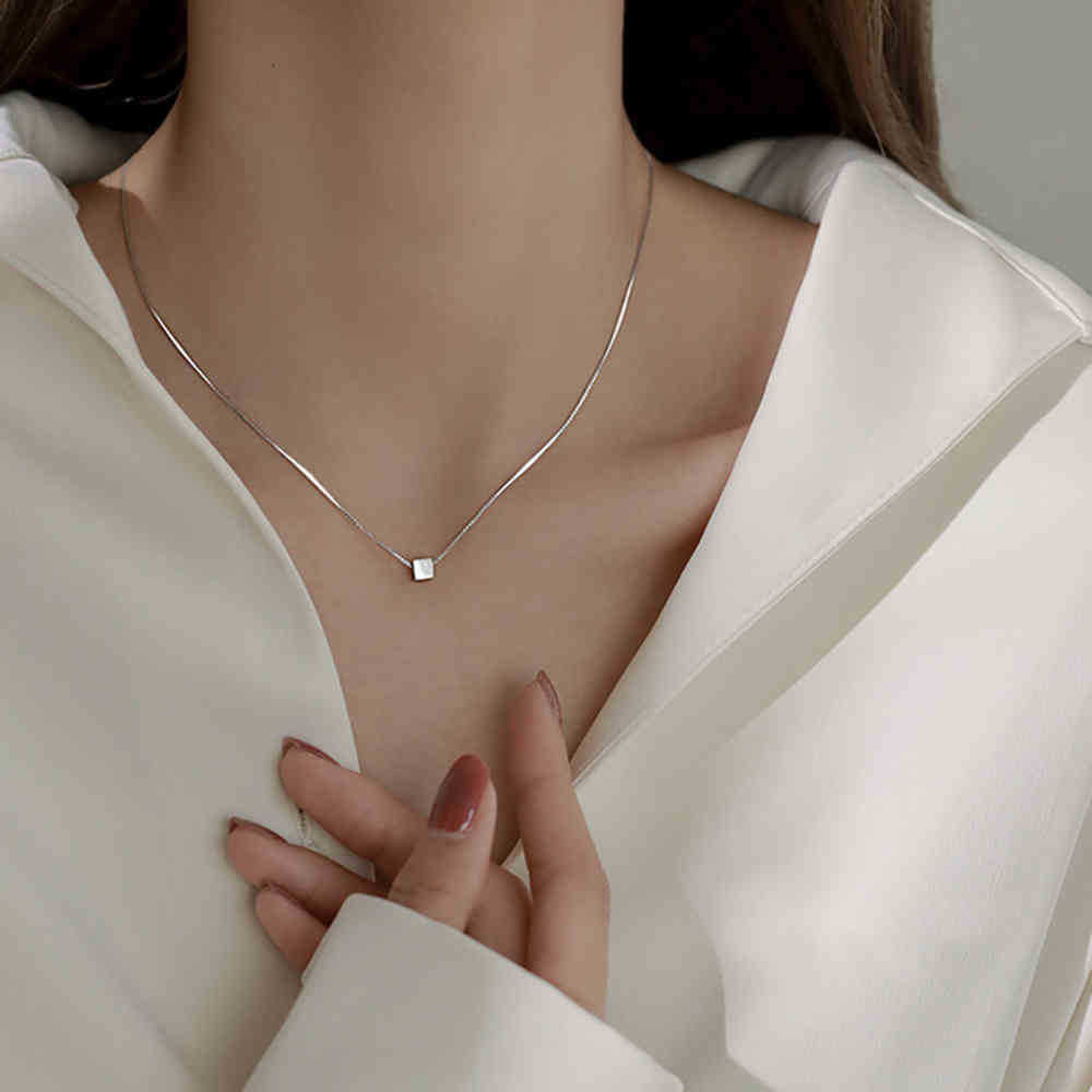 Necklace S925 Silver Necklace Fashion Collarbone Chain Geometric Small Temperament Trendy Ins-image-747638815