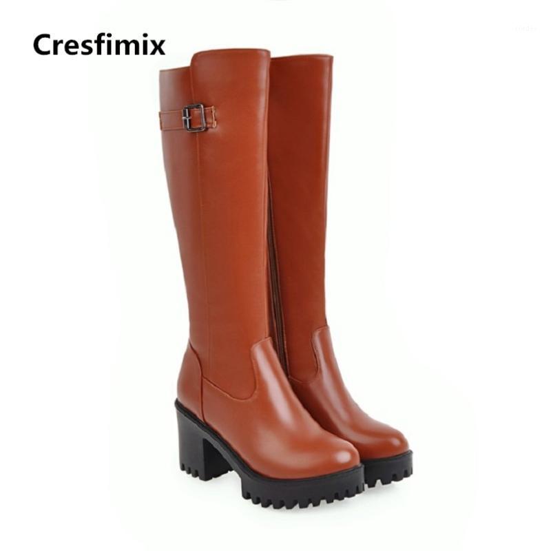 

Cresfimix women fashion comfotable autumn & winter brown long boots lady casual plus size over knee boots black c23281