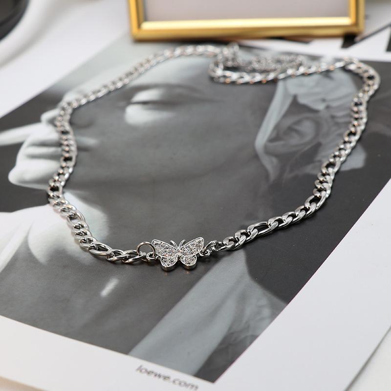 

Simple Style Cute Animal Butterfly Clavicle Chain Jewelry For Women Long Pendants Necklaces Silver Color Charms Bijoux