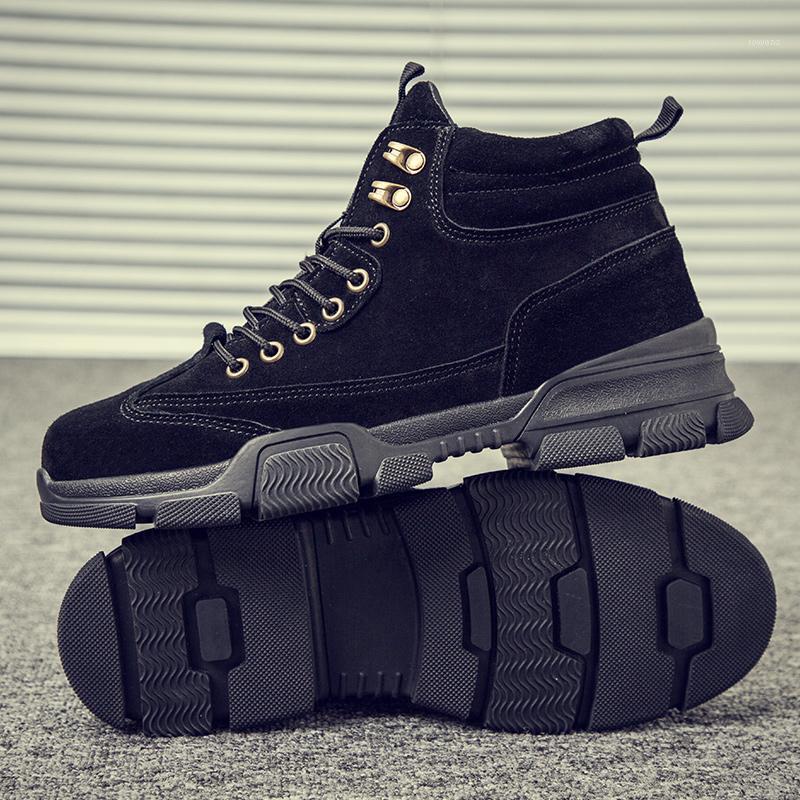 

Boots Quality Fashion Winter Men Boots Working Lace Up Male Desert Round Toe High Top Flock Tooling Booties1, Khaki