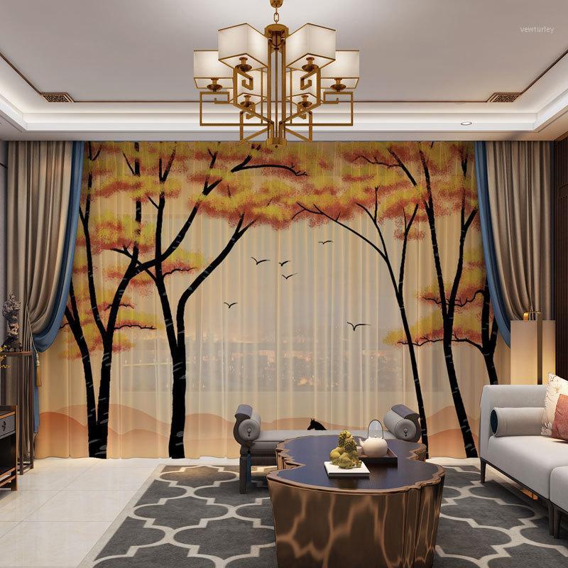 

Mountain Scenic Printing Curtains Drape Panel Sheer Tulle 3D Window Curtains for Living Room Door Kitchen Bedroom1, Tulle 8