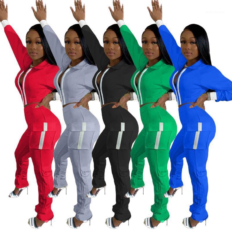 

Women Casual Coat Sports Suit Tracksuit Hoody Top And Pocket Pant Two Piece Matching Set Big Oversize Run Outfts1, Red