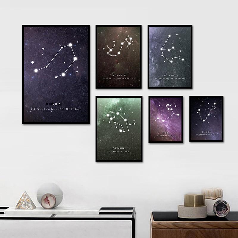 

Constellations Wall Art Modern Canvas Painting Zodiac Astrology Sign Black and White Posters Prints Nordic Kids Decor Pictures