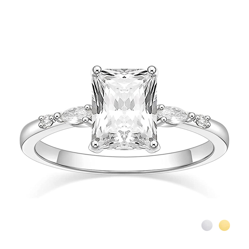 

EAMTI 3CT Engagement Ring for Women Radiant Cut Cubic Zirconia Wedding Band CZ Promise Anniversary Ring Size 4-11