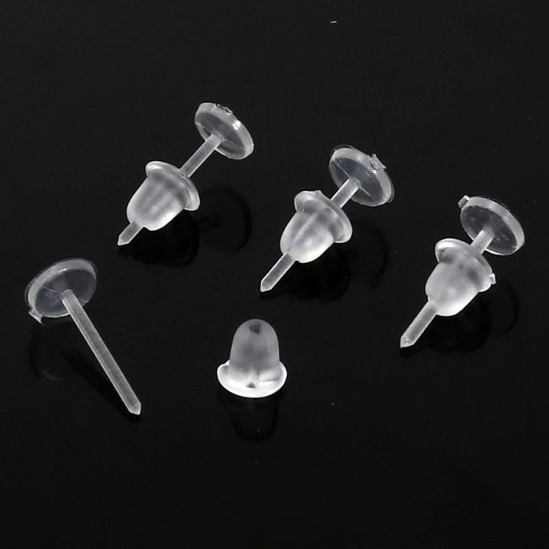 

50pcs Plastic Anti-Allergy Earring Backs Stoppers Eco-friendly Clear Stem Rubber Ear Stud Replacement Earrings