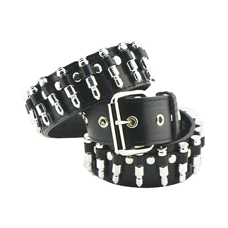 

Punk Bullet Rivet Luxury Designer Belts Men New Male Pu Leather Rock Motorcycle Women Strap For Jeans Hip Hop Y200501, Black