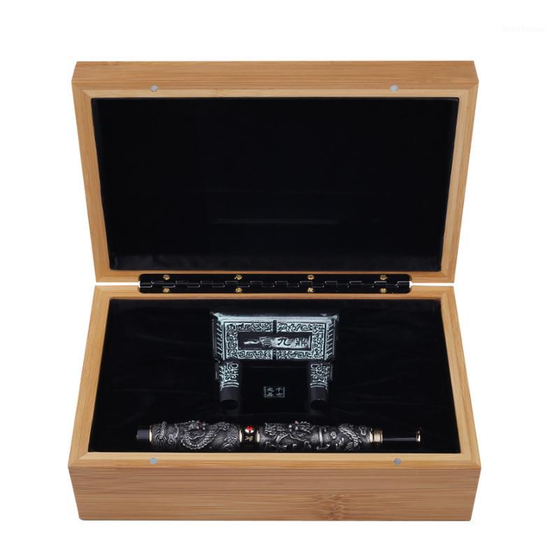 

Vintage Dragon Pen Medium nib Jinhao ink pen Bamboo Gift Box Set Business Exquisite Gift1, Red