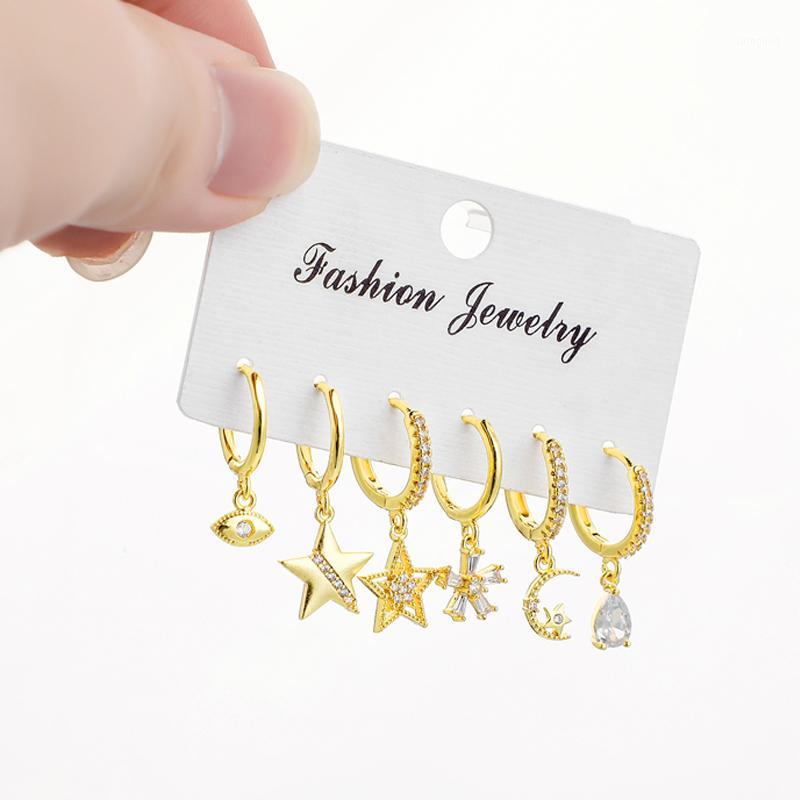 

Hoop & Huggie Fashion Cute Star Moon Evil Eye Small Earrigns Sets Top Quality Crystal Flower Earings For Womena Man Girls Jewellery1