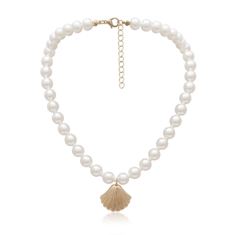 

New design jewelry creative simple scallop personality multi- Pearl shell single-layer temperament necklace free shipping