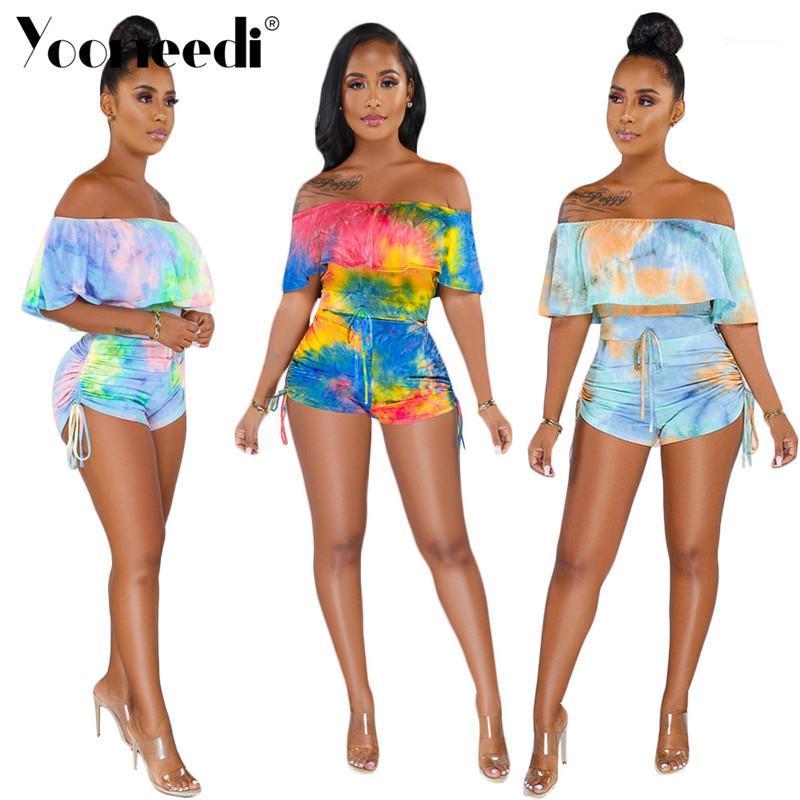 

Women' Jumpsuits & Rompers Yooneedi 2021 Summer Design Sexy Women Playsuits 3 Color Style Slash Neck Short Sleeve Ladies SN-3605, Blue