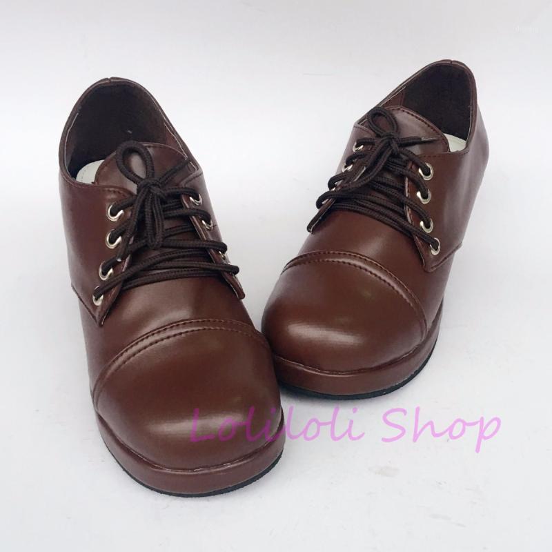 

Princess sweet punk shoes loliloli yoyo Japanese design custom big size coffee bright skin lace-up high-heeled shoes 9803a1, Brown