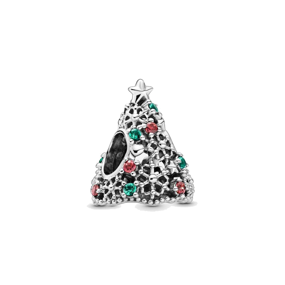 

Fine jewelry Authentic 925 Sterling Silver Bead Fit Pandora Charm Bracelets Glitter Christmas Tree Charms Safety Chain Pendant DIY beads, Bronze;silver