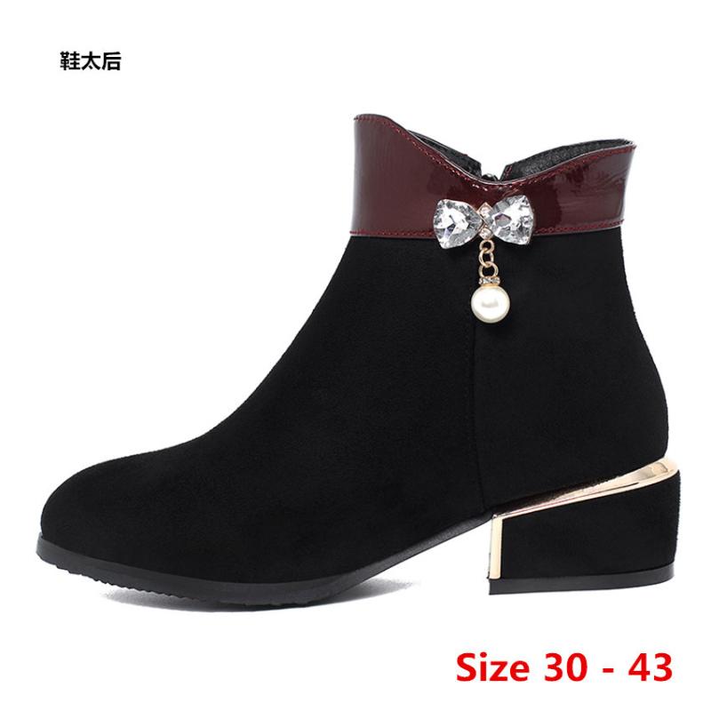 

Sexy Boots Woman Low Heel Boots Low Heels For Women Shoes Spring Autumn Ankle Booties Female Small Big Size 30 - 43, Wine red