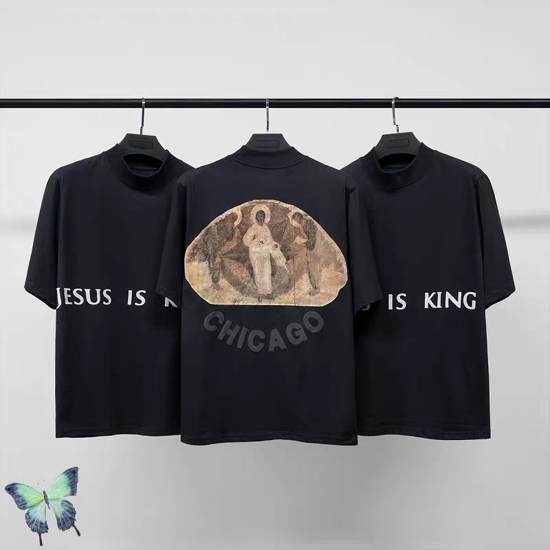 

2021 New Summer Jesus Is King Three Gods Oil Painting t Shirt Men Women High Quality T-shirt Kanye West Casual T-shirts Kh15, K04