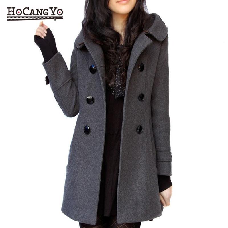 

Women' Wool & Blends Winter Women Long Coats 2021 Hooded Cashmere Woolen Cotton And Jackets Casual Slim Plus Size Coat, Black