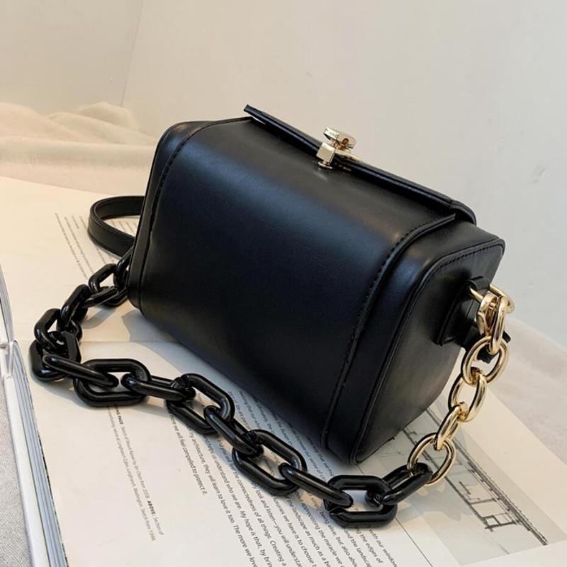 

Solid color Square Tote bag 2021 Fashion New High quality PU Leather Women's Designer Handbag Vintage Shoulder Messenger Bag, Black