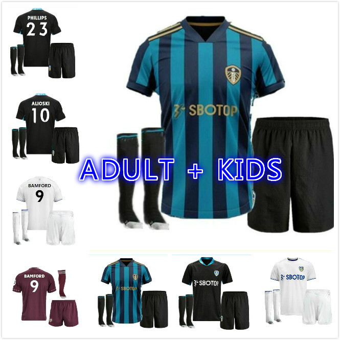 

adult kids kit 20 21 Raphinha Phillips Roberts away soccer jersey 2020 2021 COSTA Harrison COSTA Alioski Klich Hernandez BAMFORD Rodrigo, Black;yellow