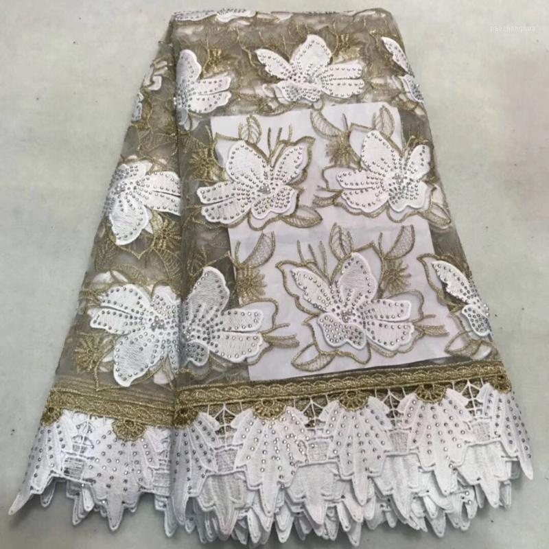 

Wholesale African Lace Fabric 2020 High Quality Lace Embroidery French Mesh With Beads Nigerian Fabrics Wedding or Party1