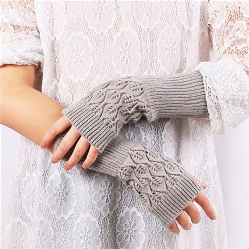 

Fashion MiHalf Finger Women Gloves Winter Autumn Knitted For Women Fingerless Gloves Wrist Warmer New, Blue;gray