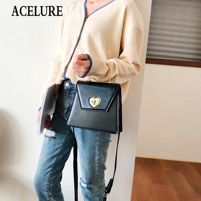 

ACELURE Heart Hasp Cover Women Solid Color PU Leather Shoulder Bags Metal Handle Handbags Satchels Ladies Top-handle Hand Bags, Beige