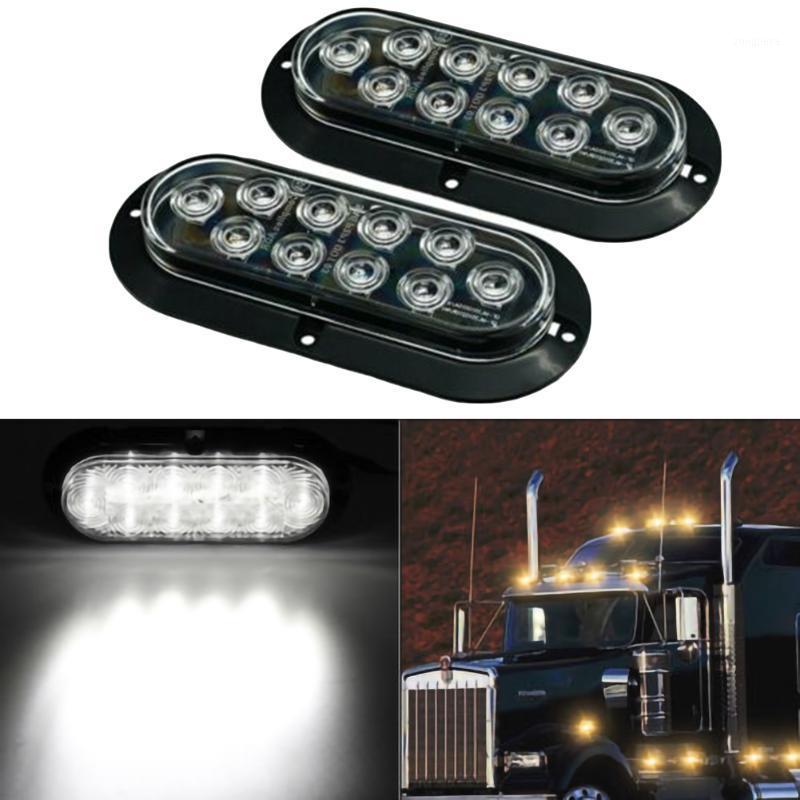 

2Pcs Oval White 6" 10 LED Surface Mount Brake Stop Light Reverse Light for Truck Trailer1, As pic
