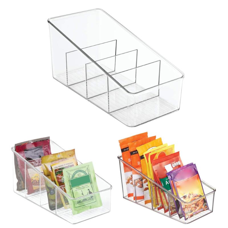 

Large Plastic Packet Organizer Caddy Storage Station for Kitchen Pantry Cabinet Countertop Holds Spice Pouches TP-H