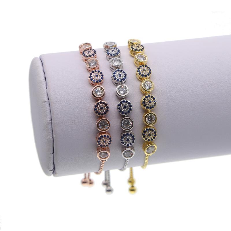

new Arrival best girl Gift Big Round Cubic Zirconia eye Stone Pave Adjustable cz Chain Tennis Bracelet eye Jewelry For Women1