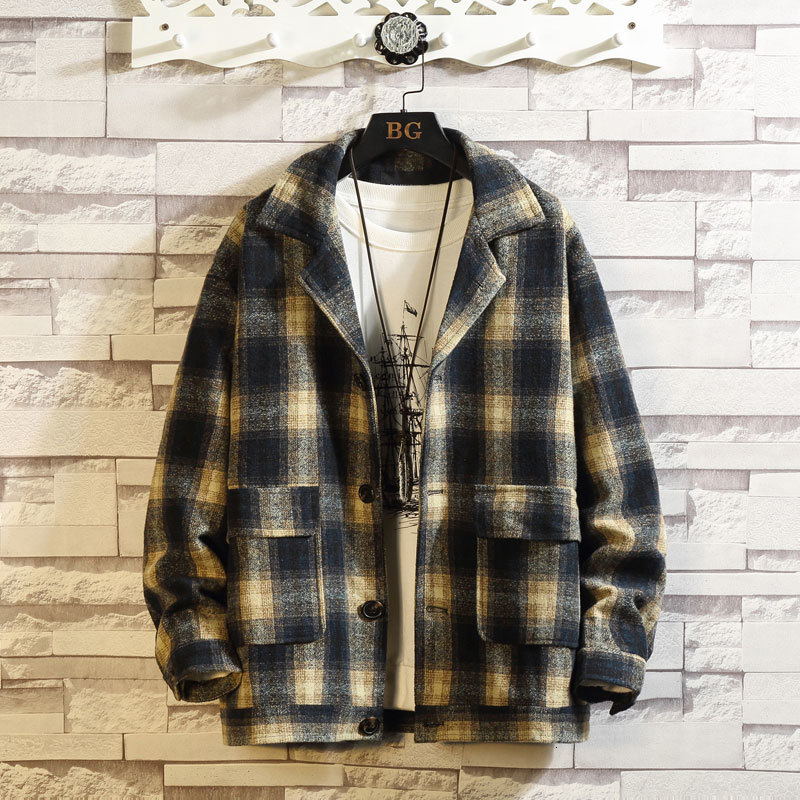 

2021 Fashion Spring Autumn New Casual Plaid Jacket Mens Japanese Streetwear Designer Clothes Plus Oversize 5xl 6xl Gppo, Jk2006 1
