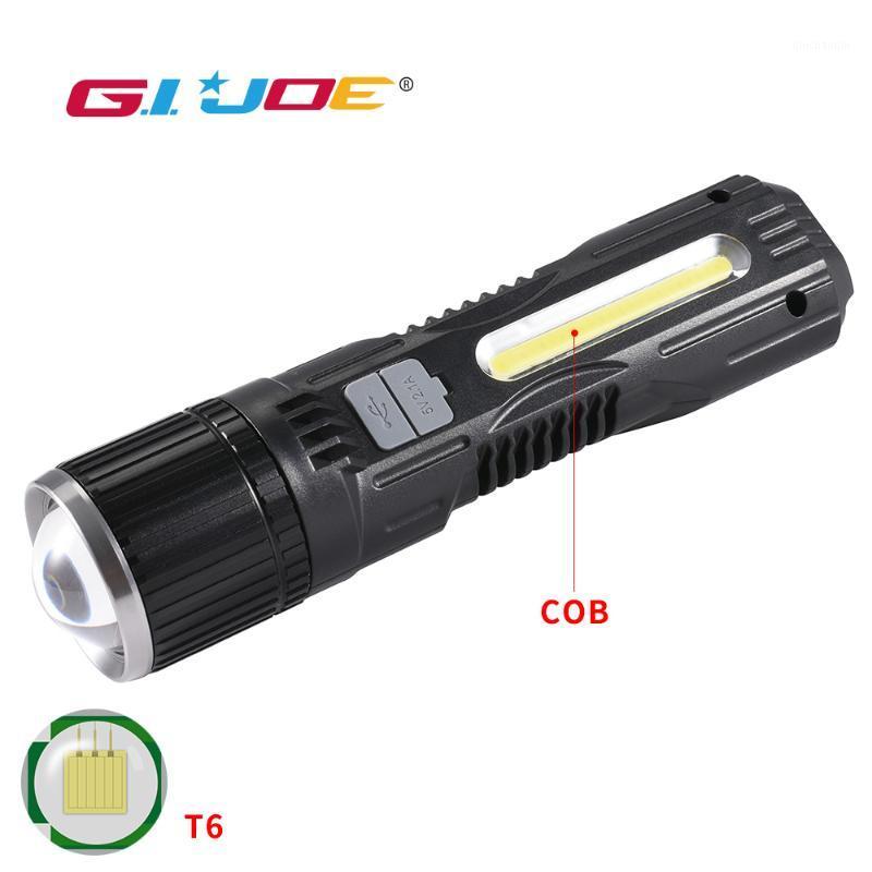 

Powerful led USB rechargeable flashlights Zoomable torch COB 5 modes power bank built-in battery waterproof camping1