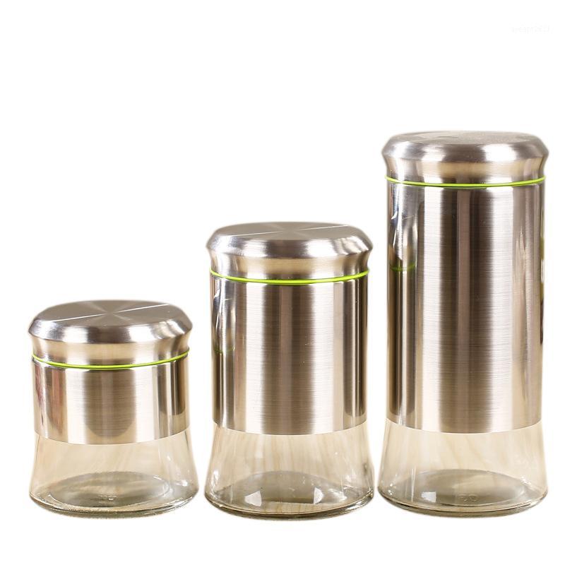 

Stainless Steel Airtight Canister Set Storage Container for Kitchen Counter Grains Sugar Coffee Canister with Clear Glass B1